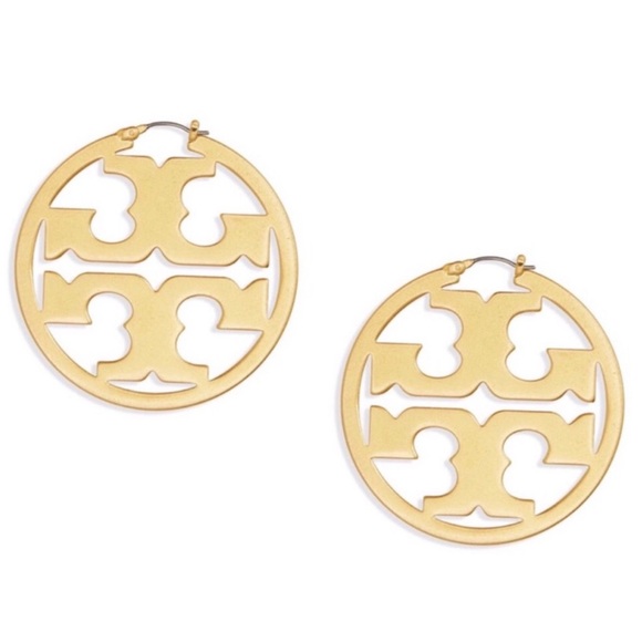 Tory Burch Jewelry - TORY BURCH • Gold Miller Logo Large Statement Hoop Earrings